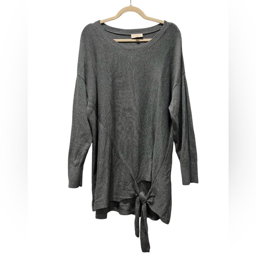LOFT Charcoal Tie-Front Sweater XL